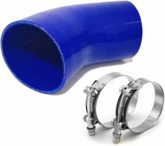 Universal High Performance 4-Ply 45 Degree Elbow Coupler Silicone Hose ID 4.5" (114mm), Blue (No Logo)