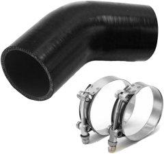 Universal 4-Ply High Performance 45 Degree Elbow Coupler Silicone Hose ID 2" (51mm) for Turbo/Intercooler/Intake Piping with T-Bolt Clamps 2pc - Black (No Logo)