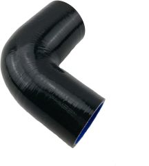 Universal 4-Ply High Performance 90 Degree Elbow Reducer Coupler Silicone Hose ID 2" to 2.5" (51mm to 64mm) with T-Bolt Clamps 2pc, Black (No Logo)