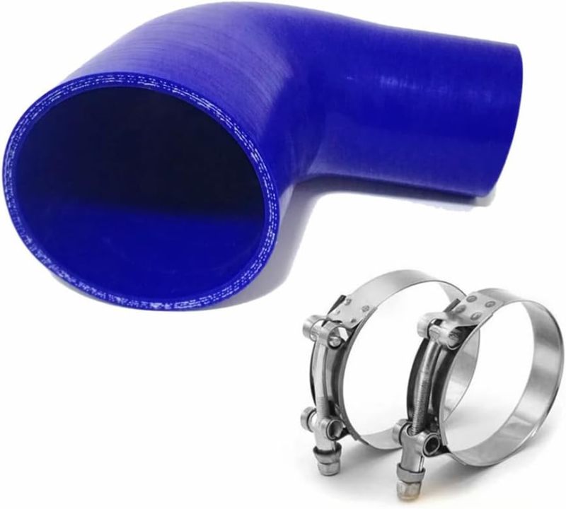 Universal High Performance 4-Ply 90 Degree Elbow Reducer Coupler Silicone Hose ID 2.5" to 3" (64mm to 76mm), Blue