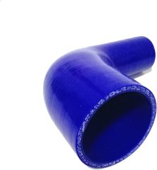 ID 1.5" to 2.5" (38mm to 63mm) 90 Degree Elbow Silicone Coupler Reducer Hose, Leg length 4" (102mm) 4-Ply Reinforced Wall 0.2" (5mm) with T-Bolt Clamps 2pc Blue