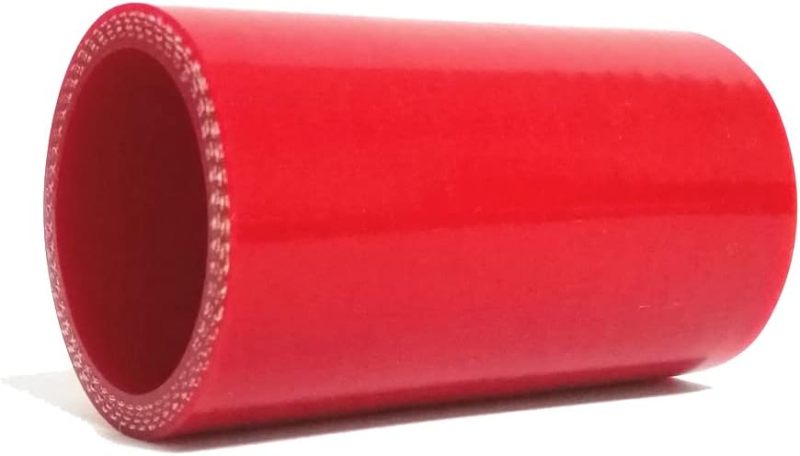 ID 1.5" (38mm)) Straight Silicone Coupler, Length 3" (76mm), 4-Ply Reinforced Wall Thickness 0.2 (5mm), High Performance Automotive Pure Silicone Hose, Red