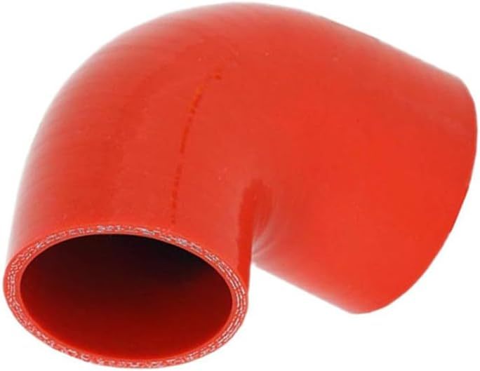 Universal 4-Ply High Performance 90 Degree Elbow Coupler Silicone Hose ID 3.5" (89mm), Leg length 5" (125mm) with T-Bolt Clamps 2pc-Red