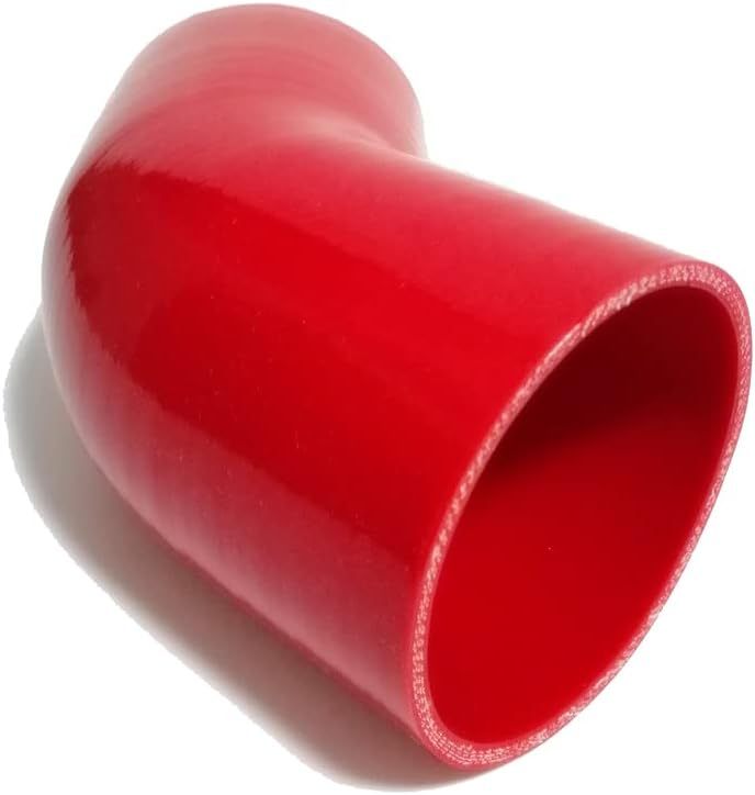 Universal 4-Ply High Performance 45 Degree Silicone Elbow ID 3.5" (89 mm), Leg Length 5" (125mm) with T-Bolt Clamps 2pc - Red (No Logo)