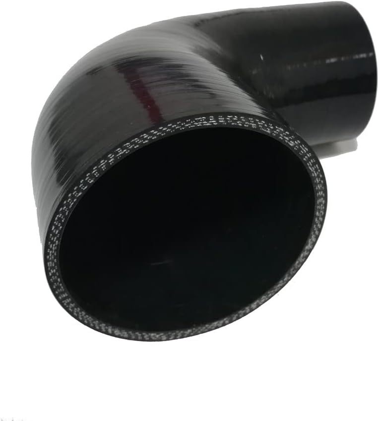 Universal 4-Ply High Performance 90 Degree Elbow Reducer Coupler Silicone Hose ID 3" to 4" (76mm to 102mm) with T-Bolt Clamps 2pc, Black (No Logo)