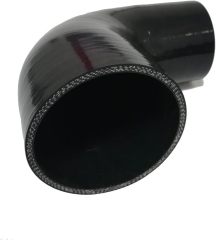 Universal 4-Ply High Performance 90 Degree Elbow Reducer Coupler Silicone Hose ID 3" to 4" (76mm to 102mm) with T-Bolt Clamps 2pc, Black (No Logo)