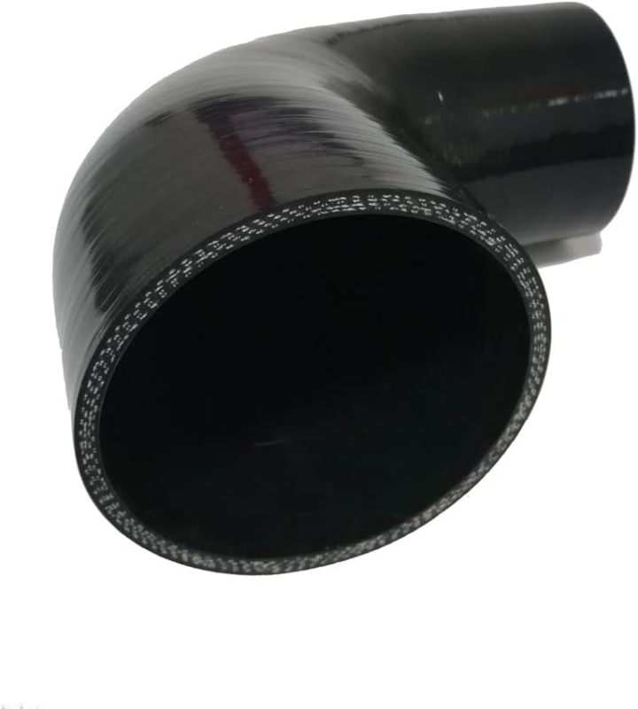 Universal 4-Ply High Performance 90 Degree Elbow Reducer Coupler Silicone Hose ID 3" to 4" (76mm to 102mm) with T-Bolt Clamps 2pc, Black (No Logo)