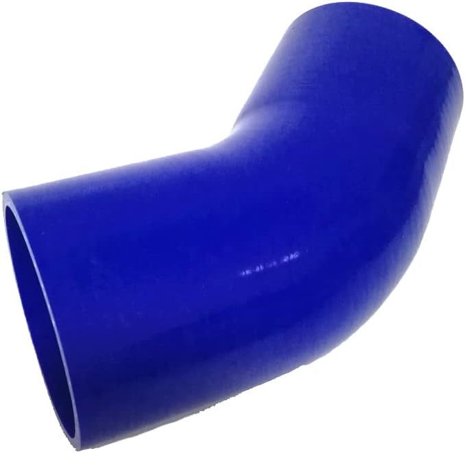 Universal 4-Ply High Performance 45 Degree Silicone Elbow ID 3" (76mm), Leg Length 4" (102mm) with T-Bolt Clamps 2pc - Blue (No Logo)