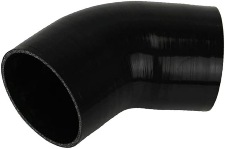 ID 3.5" (89mm) 45 Degree Silicone Elbow, Leg Length 5" (125mm), Thickness 0.2" (5mm) 4-Ply Reinforced with T-Bolt Clamps 2pc - Black