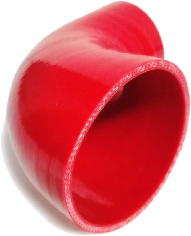Universal High Performance 4-Ply 90 Degree Elbow Reducer Coupler Silicone Hose ID 3" to 4" (76mm to 102mm), Red (No Logo)