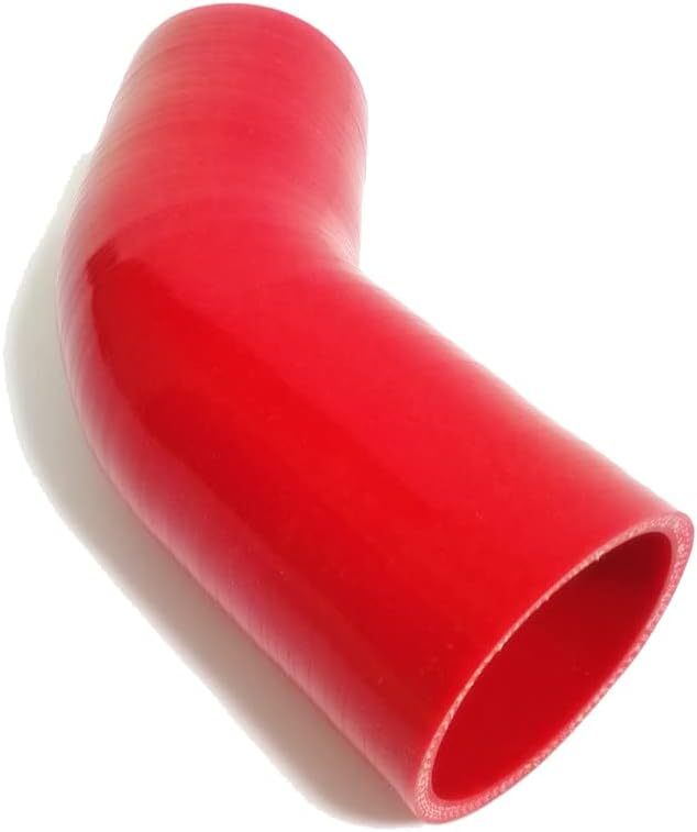 Universal 4-Ply High Performance 45 Degree Silicone Elbow ID 2.5" (64 mm), Leg Length 4" (102mm) with T-Bolt Clamps 2pc - Red (No Logo)