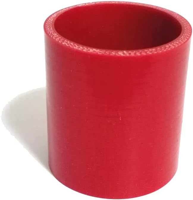 ID 2.5" (64mm) Straight Silicone Coupler, Length 3" (76mm), 4-Ply Reinforced Wall 0.2" (5mm) Red