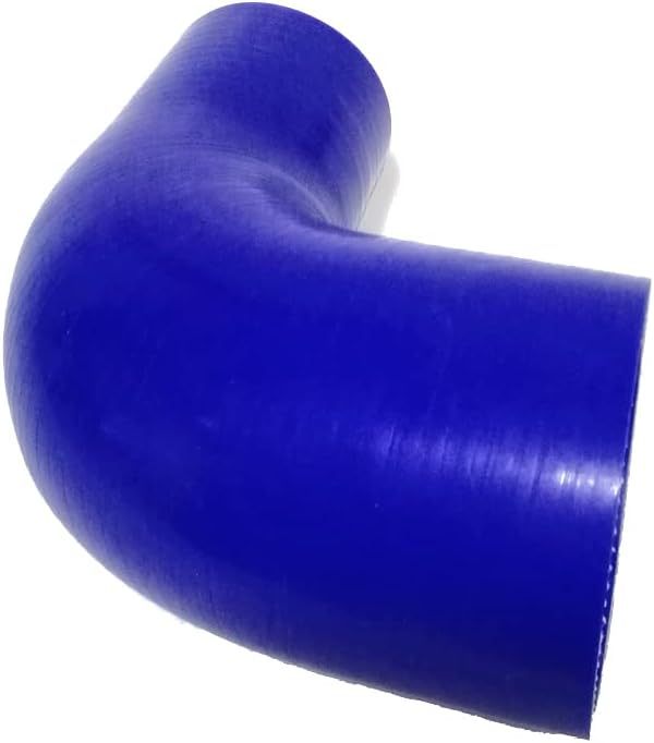 ID 1.5" to 2.5" (38mm to 63mm) 90 Degree Elbow Silicone Coupler Reducer Hose, Leg length 4" (102mm) 4-Ply Reinforced Wall 0.2" (5mm) with T-Bolt Clamps 2pc Blue