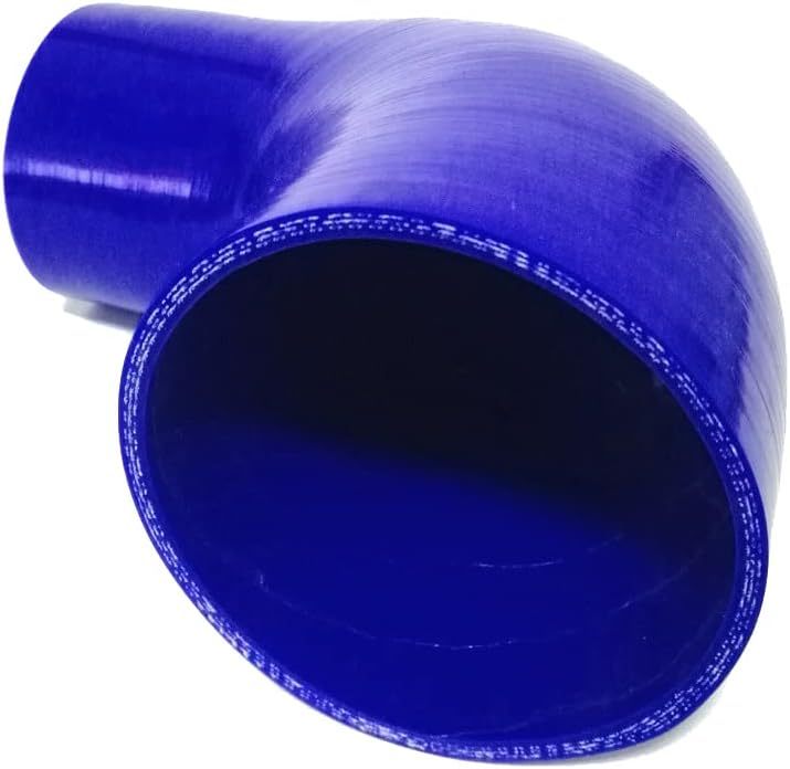 Universal High Performance 4-Ply 90 Degree Elbow Reducer Coupler Silicone Hose ID 3" to 4" (76mm to 102mm), Blue (No Logo)