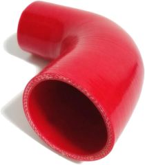 Universal High Performance 4-Ply 90 Degree Elbow Reducer Coupler Silicone Hose ID 2" to 2.5" (51mm to 64mm), Red