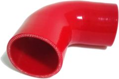 ID 2.5" (63mm) 90 Degree Elbow Silicone Coupler Hose, Leg length 4" (102mm) 4-Ply Reinforced Wall 0.2" (5mm) with T-Bolt Clamps 2pc Red