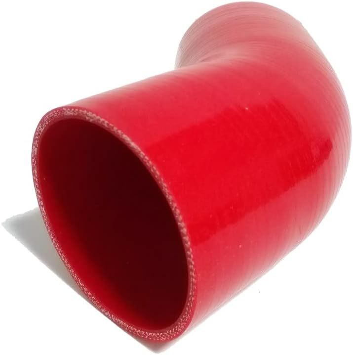 Universal 4-Ply High Performance 45 Degree Silicone Elbow ID 3.5" (89 mm), Leg Length 5" (125mm) with T-Bolt Clamps 2pc - Red (No Logo)
