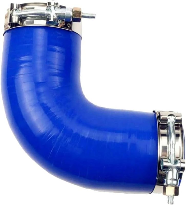 Universal 4-Ply High Performance 90 Degree Elbow Coupler Silicone Hose ID 3" (76mm), Leg length 4" (102mm) with T-Bolt Clamps 2pc-Blue