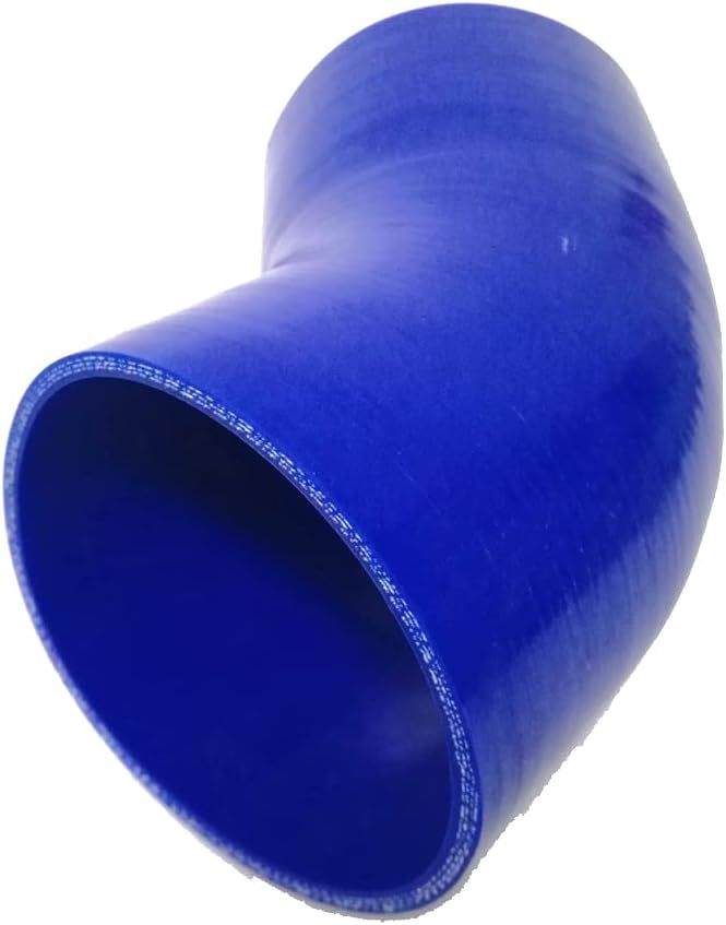 Universal High Performance 4-Ply 45 Degree Elbow Coupler Silicone Hose ID 4" (102mm), Leg Length 5" (125mm) with T-Bolt Clamps 2pc - Blue (No Logo)