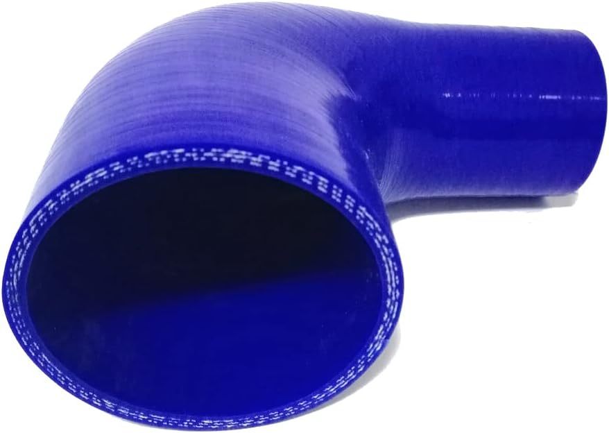 Universal High Performance 4-Ply 90 Degree Elbow Reducer Coupler Silicone Hose ID 3" to 4" (76mm to 102mm), Blue (No Logo)