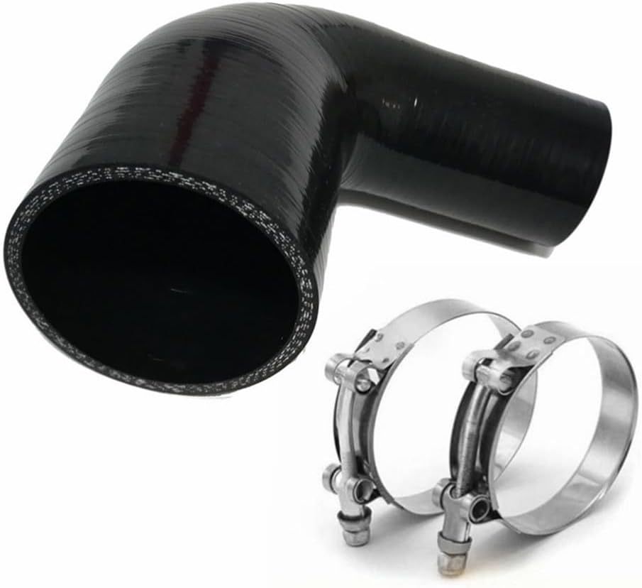 3" to 3.5" 90 Degree Elbow Silicone Reducer Coupler for 4-Ply Automotive Turbo Intercooler Intake Radiator Hose, (ID 76mm to 89mm) Black