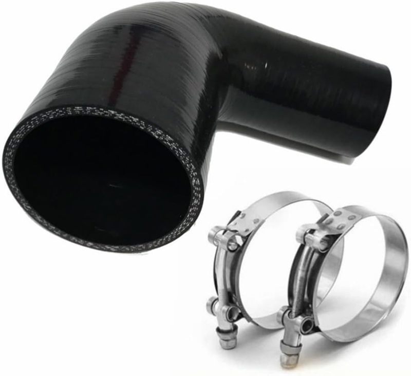 3" to 3.5" 90 Degree Elbow Silicone Reducer Coupler for 4-Ply Automotive Turbo Intercooler Intake Radiator Hose, (ID 76mm to 89mm) Black