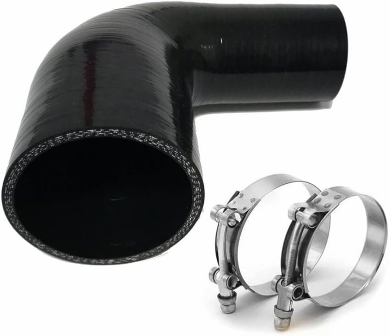 2.75" to 3.5" 90 Degree Elbow Silicone Reducer Coupler Hose, Leg Length 5" (125mm) 4-Ply for for Turbo Intake Intercooler Pipe (ID 70mm to 89mm) Black