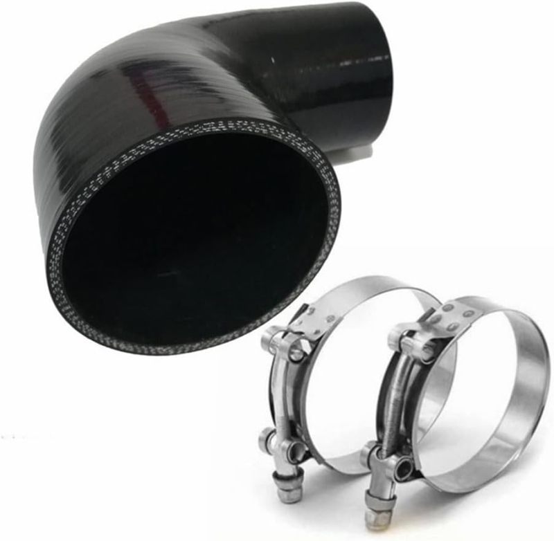 2.75" to 3.25" 90 Degree Elbow Silicone Reducer Coupler for 4-Ply Automotive Turbo Intake Intercooler Radiator Hose, Leg Length 5” (125mm), (ID 70mm to 83mm) Black