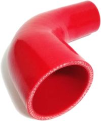 ID 1.5 to 2.5" (38mm to 63mm) Silicone Reducer 90 Degree Silicone Elbow, Leg Length 4" (102mm), 4-Ply Reinforced Wall 0.2" (5mm), with T-Bolt Clamps 2pc Red