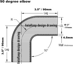 Universal 4-Ply High Performance 90 Degree Elbow Coupler Silicone Hose ID 2" (51mm), Leg length 4" (102mm) with T-Bolt Clamps 2pc-Black