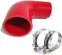 Universal High Performance 4-Ply 90 Degree Elbow Reducer Coupler Silicone Hose ID 2" to 2.5" (51mm to 64mm), Red