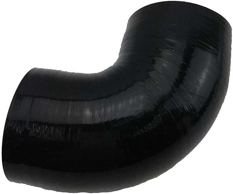 90 Degree Elbow ID 2.5 to 3.5" (64mm to 89mm), Leg Length 5" (125mm), 4-Ply High Performance Silicone Coupler with T-Bolt Clamps 2pc Black