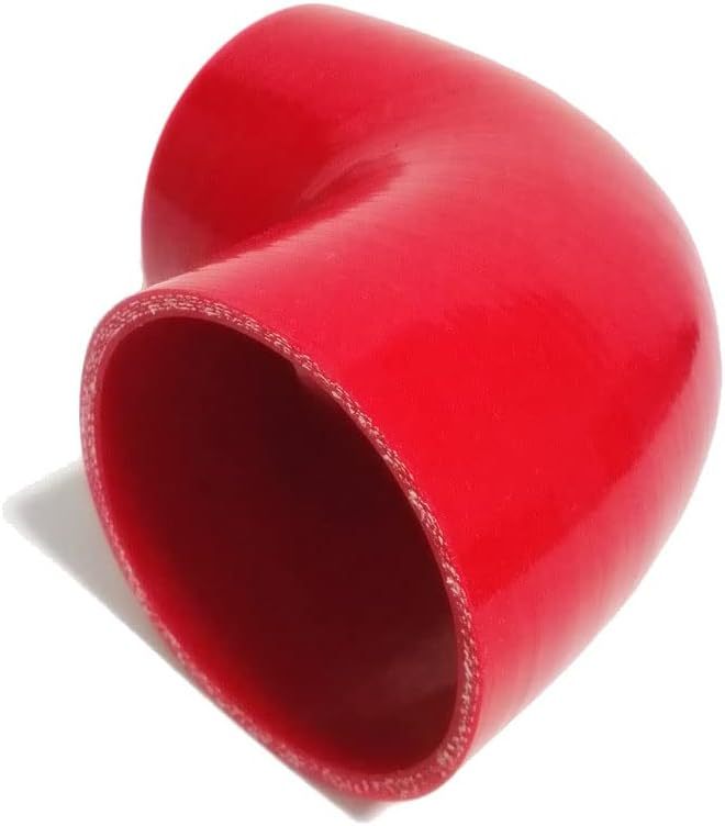Universal 4-Ply High Performance 90 Degree Elbow Coupler Silicone Hose ID 3.5" (89mm), Leg length 5" (125mm) with T-Bolt Clamps 2pc-Red