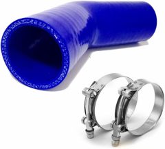 Universal 4-Ply High Performance 45 Degree Silicone Elbow ID 2" (51mm), Leg Length 4" (102mm) with T-Bolt Clamps 2pc - Blue (No Logo)