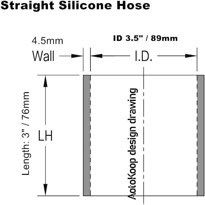 ID 3.5" (89mm)) Straight Silicone Coupler, Length 4" (102mm), 4-Ply Reinforced Wall Thickness 0.2 (5mm), High Performance Automotive Pure Silicone Hose, Red