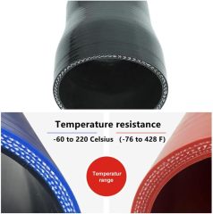 ID 3.5" (89mm) 90 Degree Silicone Elbow, Leg Length 5" (125mm), Thickness 0.2" (5mm) 4-Ply Reinforced with T-Bolt Clamps 2pc - Black