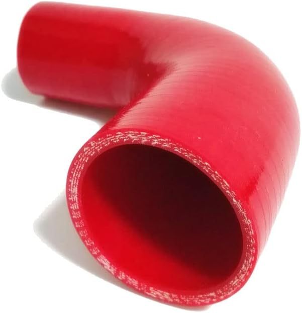 90 Degree Elbow ID 1-1/2" to 2" (38mm to 51mm) Silicone Reducer Coupler Hose, Leg Length 4" (102mm) with T-Bolt Clamps 2pc, 4-Ply High Performance Silicone, Red