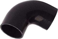 ID 3.5" (89mm) 90 Degree Silicone Elbow, Leg Length 5" (125mm), Thickness 0.2" (5mm) 4-Ply Reinforced with T-Bolt Clamps 2pc - Black