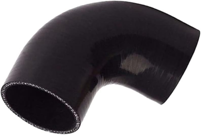 ID 3.5" (89mm) 90 Degree Silicone Elbow, Leg Length 5" (125mm), Thickness 0.2" (5mm) 4-Ply Reinforced with T-Bolt Clamps 2pc - Black