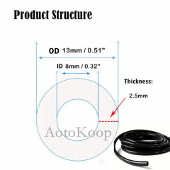 AotoKoop High Temperature Black ID 8mm (5/16) Silicone Vacuum Tubing Hose Line,1 Meter per reel (3.28 Feet), 130 psi Maxium Pressure