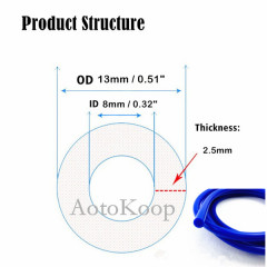 AotoKoop High Temperature ID 8mm Red Silicone Vacuum Tubing Hose Line Black,1 Meter per reel (3.28 Feet), 130 psi Maxium Pressure