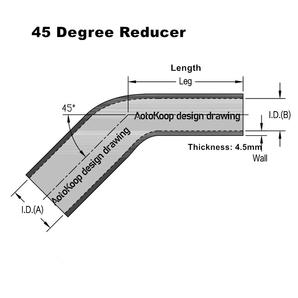 45 Degree Elbow Reducer Silicone Couple Hose 4-Ply for Automotive Turbo Intercooler  Radiator Intake Hose