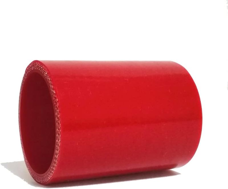 ID 2" (51mm) Silicone Straight Coupler Hose, Length 3" (76mm), Thickness 0.2" (5mm) 4-Ply Reinforced - Red