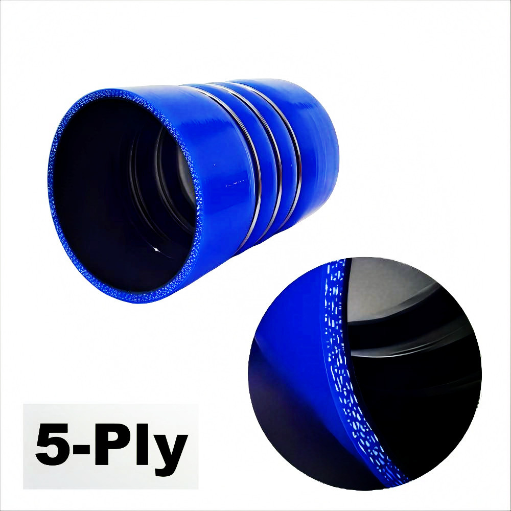 5-Ply Heavy Duty Silicone Intercooler Boot Kit 4 x 6In, Silicone Charge Air Cooler Hump Hose with T-bolt Clamps Set for Semi Trucks, 2 Packs Blue
