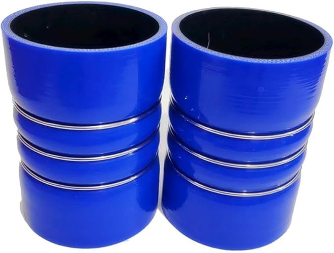 5-Ply Heavy Duty Silicone Intercooler Boot Kit 4 x 6In, Silicone Charge Air Cooler Hump Hose with T-bolt Clamps Set for Semi Trucks, 2 Packs Blue