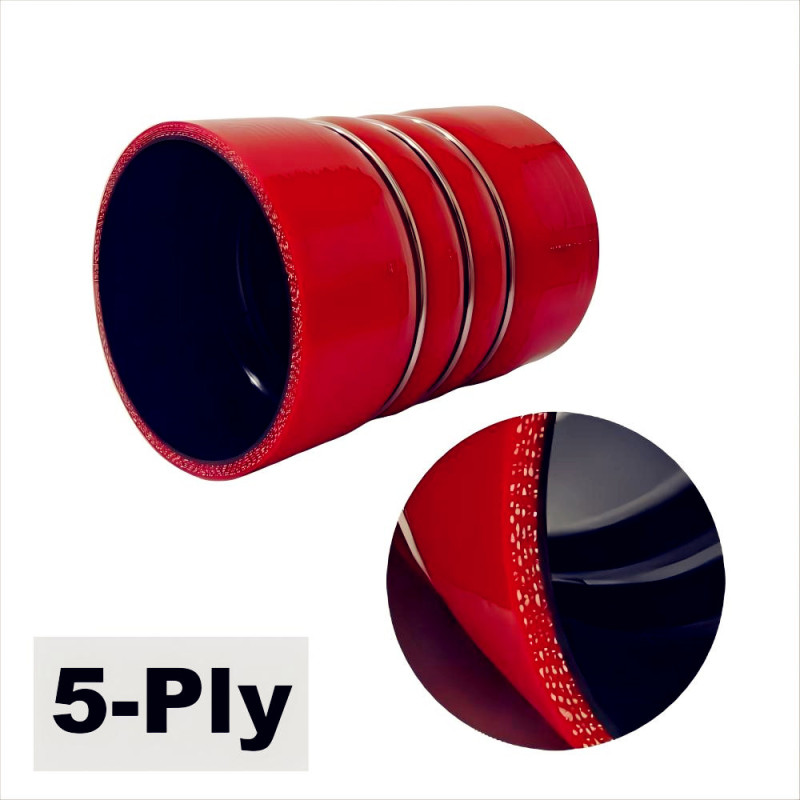 5-Ply Heavy Duty Silicone Intercooler Boot Kit 4 x 6In Silicone Charge Air Cooler Hump Hose with T-bolt Clamps Set for Semi Trucks 2 Packs Red