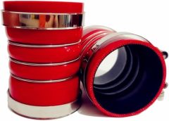 5-Ply Heavy Duty Silicone Intercooler Boot Kit 4 x 6In Silicone Charge Air Cooler Hump Hose with T-bolt Clamps Set for Semi Trucks 2 Packs Red