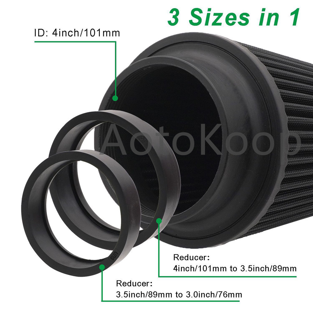 AotoKoop 4 Inch Inlet Cold Air Intake Filter, fit 3.5 Clamp on and 3" Cone Air Filter, Shorty Air Filter for Car