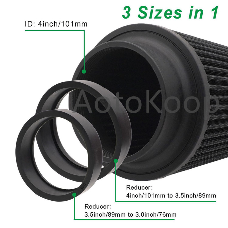 AotoKoop 4 Inch Inlet Cold Air Intake Filter, fit 3.5 Clamp on and 3" Cone Air Filter, Shorty Air Filter for Car