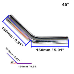 45 Degree Aluminum Elbow Air Intake Tube Intercooler Pipe Polished Finish